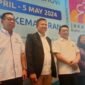 Ketua Umum Periklindo (Perkumpulan Industri Kendaraan Listrik Indonesia) Moeldoko saat menggelar Press Conference yang dihadiri Tokoh Otomotif, Sponsor, Exhibitors dan Media di Grand Mercure Kemayoran, Jakarta, Senin (22/4/2023).